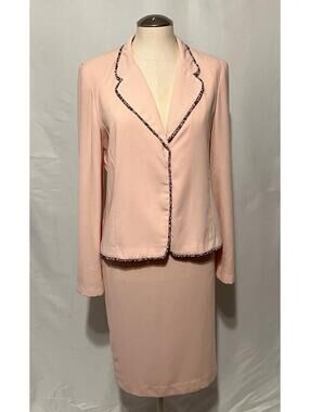 Sweet Suit Women’s Size 12 Skirt Suit Unlined Nude Pink Vintage 90’s Career Wear